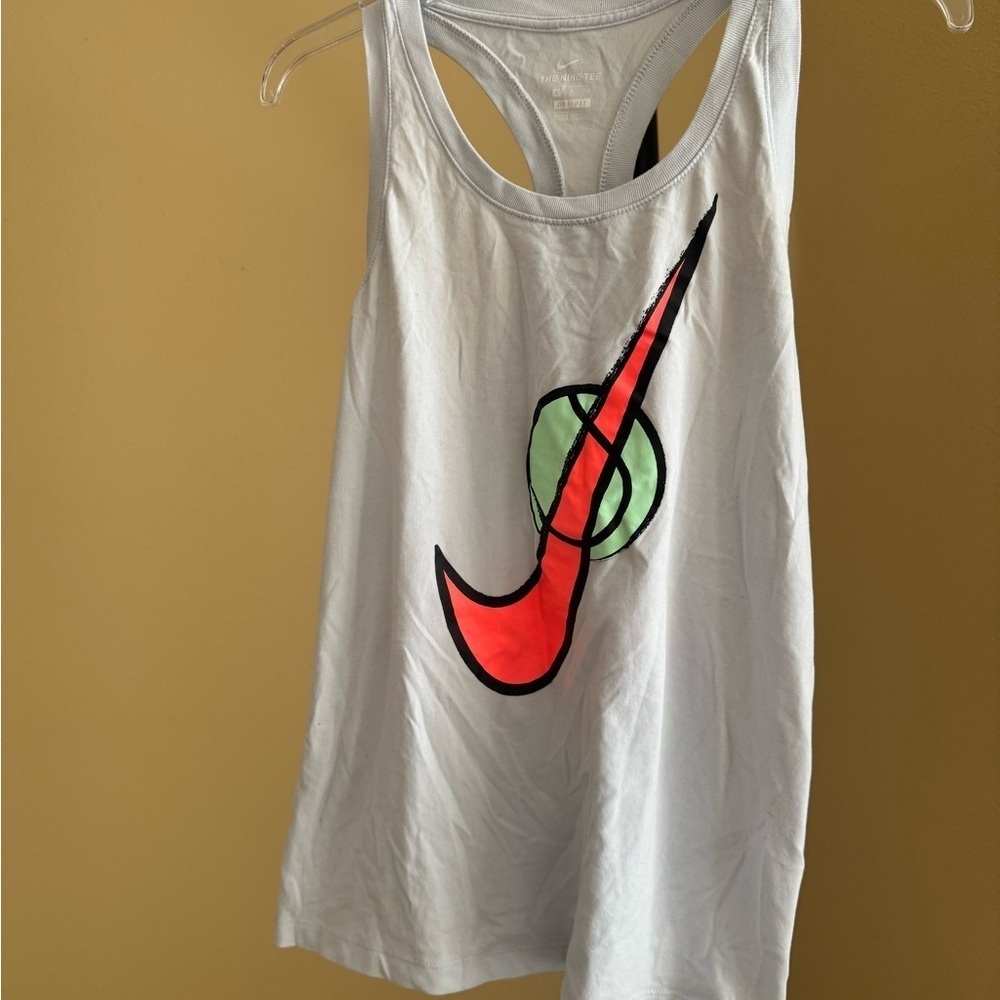 Nike White Tank Top Red Green Logo